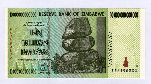 Zimbabwe 10 Trillion Dollar Note